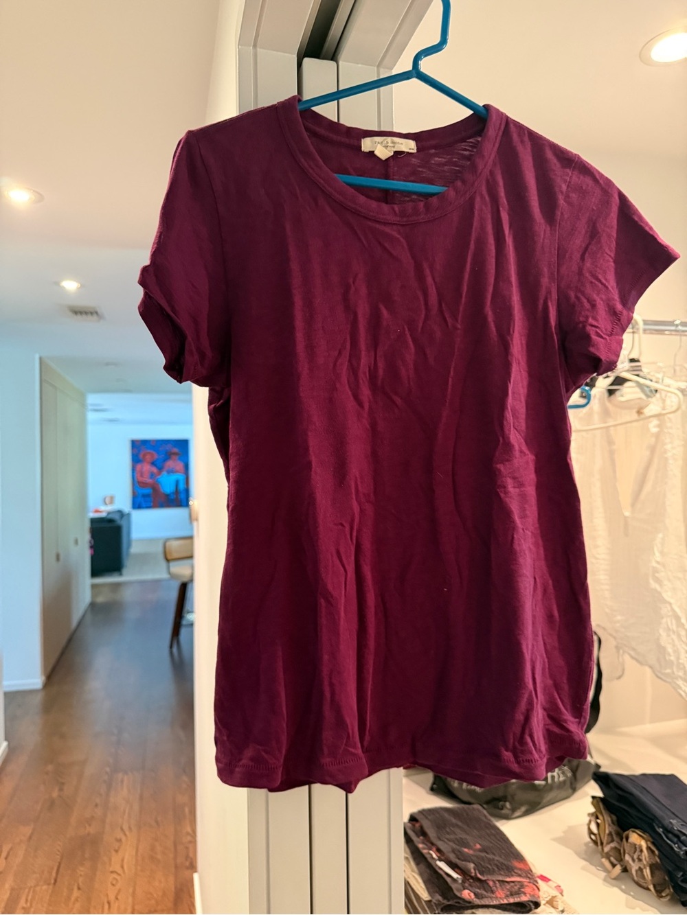 rag & bone Short Sleeve Crew Tee in Deep Plum